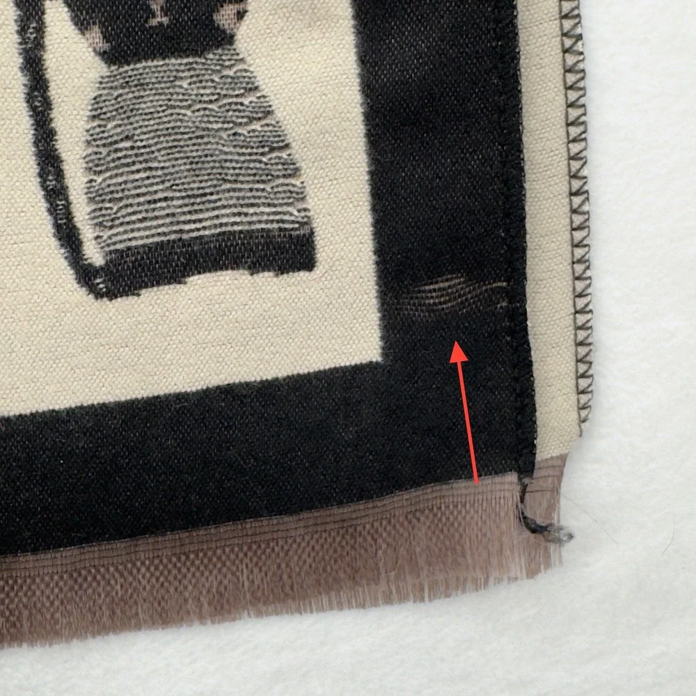 Cat Lovers Scarf Shawl Oversized Black Cream Colorblock‎ Novelty Artsy Modern